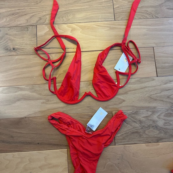 Plumeria Swim Red Bikini Set - Picture 1 of 3